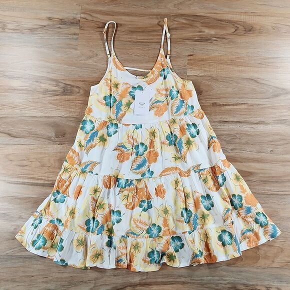 🔹️🔺️NWT Roxy White Lightweight Hibiscus Sun Dress XSmall - Picture 3 of 12